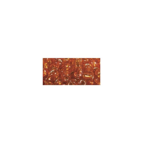 Rocailles med silverdetalj, 4 mm, orange, låda 17 g