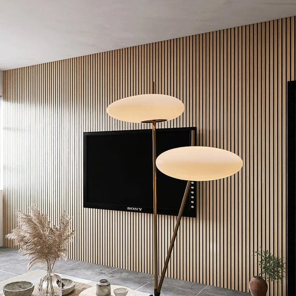 Dekorativa Akustikpaneler i MDF – Set om 4, Vit Ek, 240x60cm