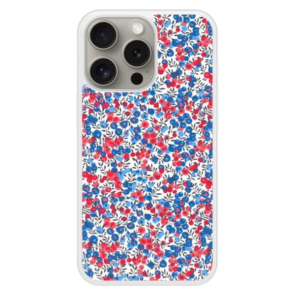 Förstärkt silikonhölje med tryck som är kompatibelt med Apple iPhone 15 Pro Liberty Wiltshire Blå