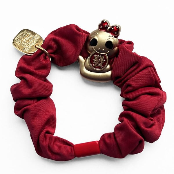 Satin Chouchou - AVIZAR - Röd Leende Orm - Zodiak Charmar - Chic Elegans - Mjuk och Lätt Satin Chouchou - AVIZAR - Röd Leende Orm - Zodiak Charmar - Chic Elegans - Mjuk och Lätt
