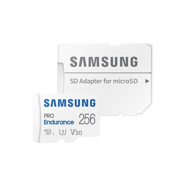 Samsung PRO Endurance microSDXC-kort 256 GB Klass 10, UHS-Klass 3, v30 Videohastighetsklass kompatibilitet med video 4K, med