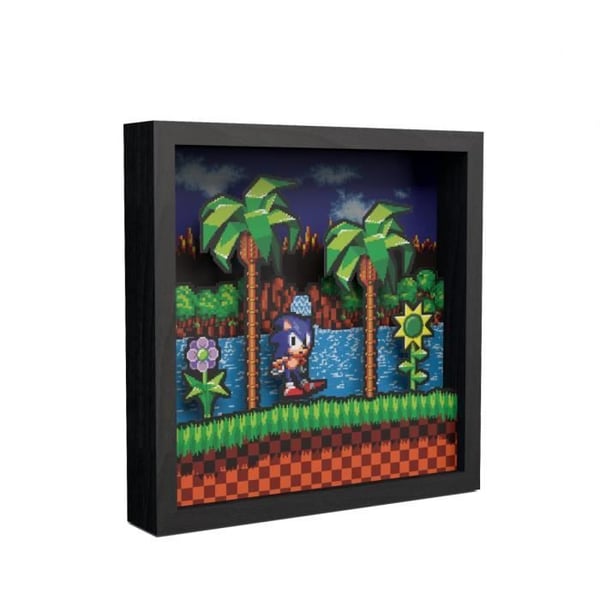 Väggdekoration - SNK - Pixelramar Sonic The Hedgehog - Storlek L 23x23cm - Svart - Batterier