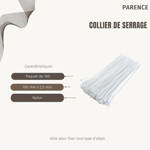 Pack av 100 plastband - 100 stycken kabelbindor Rislan - 100x25mm vit
