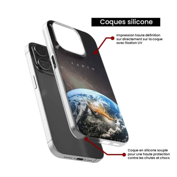 Tryckt silikonfodral som är kompatibelt med Apple iPhone 15 Earth