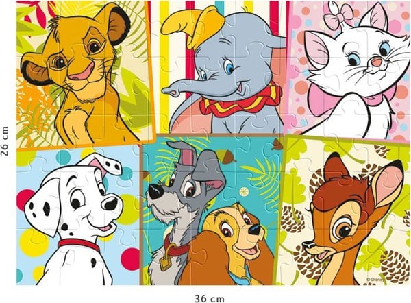 Puzzle - NATHAN - Mine yndlings Disney dyr - 45 brikker - 36 x 26 cm - Til børn fra 5 år