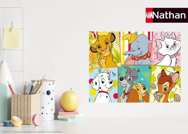 Puzzle - NATHAN - Mine yndlings Disney dyr - 45 brikker - 36 x 26 cm - Til børn fra 5 år
