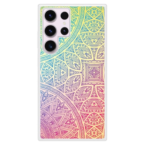Skyddande silikonhölje i tryckt design kompatibel med Samsung Galaxy S23 Ultra Mandala Pastell