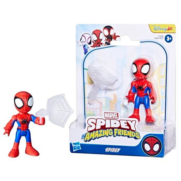 Figur som kan röra sig - SPIDEY OCH HANS FANTASTISKA VÄNNER - Spidey - 7,5 cm - Röd/Blå - Inkluderat tillbehör