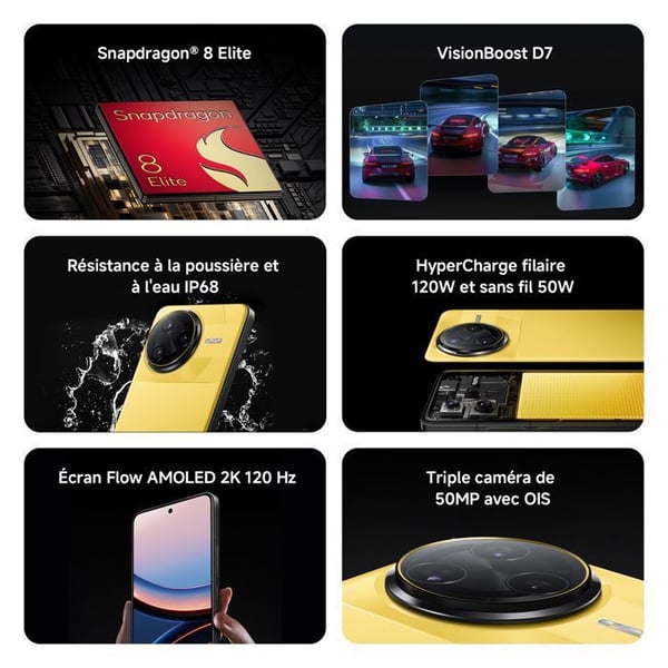 POCO F7 Ultra, Smartphone 12+256 GO, Svart, Flaggskepp Snapdragon® 8 Elite, HyperCharge trådbunden 120W och trådlös 50W