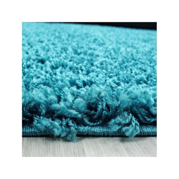 Mjuk och fluffig Shaggy matta 30 mm för vardagsrum och sovrum (Dimension: 160 cm rund - Färg: Turkos)
