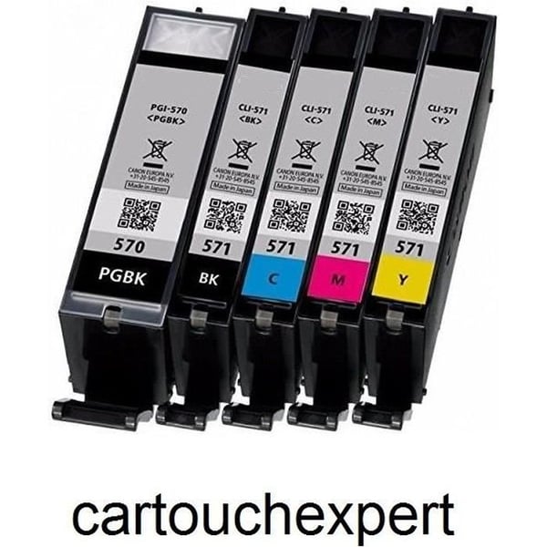 Lot 5 högkvalitativa patroner PGI 570 XL Svart CLI 571 XL Färg Canon MG 5700 5750 5751 5752 5753 6800 6850 6851 6852