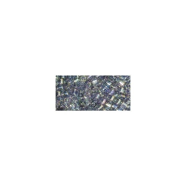 Delica-rocailles, 2,2mm transparent regnbåge, låda, ljusblå, 7g