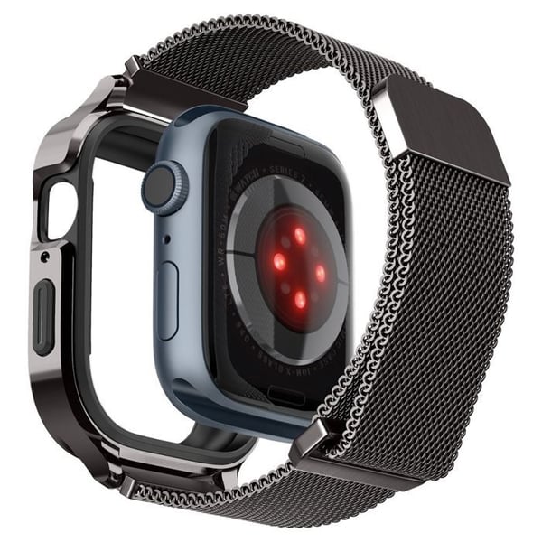 Metallarmband - SPIGEN - Metal Fit Pro - Grafit - Kompatibel med Apple Watch 44/45 mm - Optimal komfort