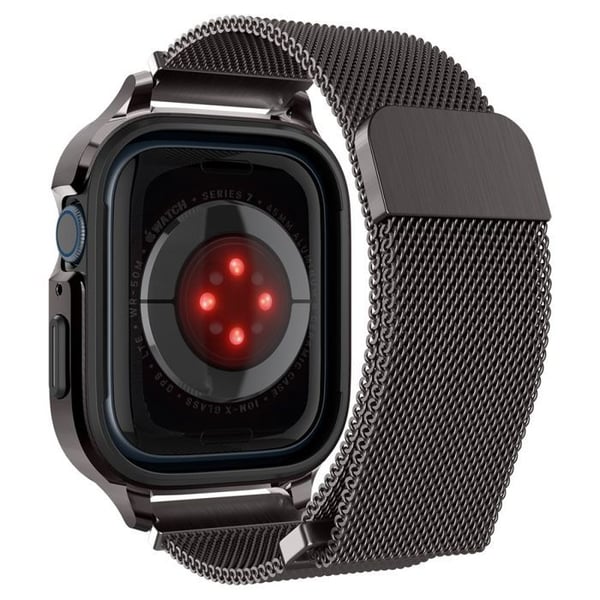 Metallarmband - SPIGEN - Metal Fit Pro - Grafit - Kompatibel med Apple Watch 44/45 mm - Optimal komfort