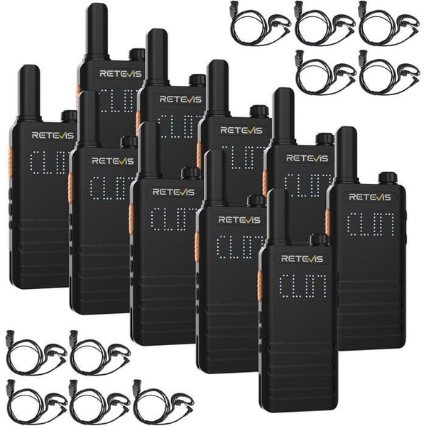 Retevis B63H Talkie Walkie, PMR446 Bidirektionell Radio, USB C, 1620mAh, 15mm Lätt, Professionell för Säkerhet, Skola (10 St)