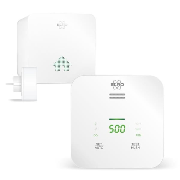WiFi-ansluten CO2-mätare ELRO Connects SF500CO2 luftkvalitet K2 mobilapp Vit
