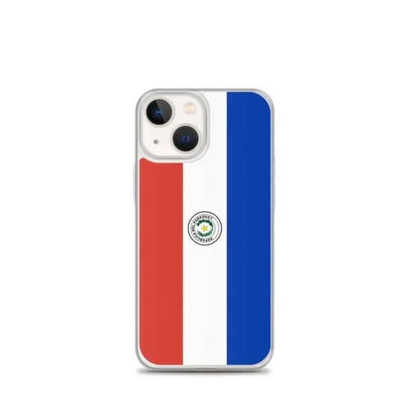Mobilskal – Paraguayflagga – Kompatibel med iPhone 13 mini – Flexibelt skal – Slitstarkt och stötresistent – Silikon – Pixelforma