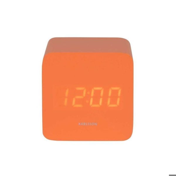 Vækkeur - Karlsson - Spry Square - Elegant design - LED lys - Orange farve