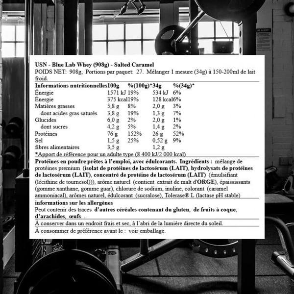 USN BlueLab 100% Whey Premium Protein, 908 g, saltad karamell
