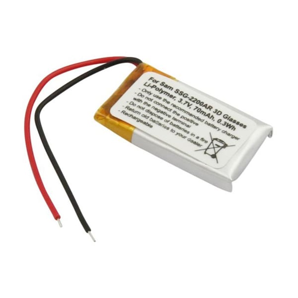Li-polymerbatteri 3,7V 70mAh för 3D-glasögon Samsung SSG-2200AR (SP381223AB) - vit platt ersättning