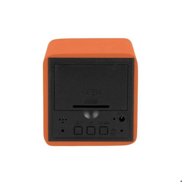 Vækkeur - Karlsson - Spry Square - Elegant design - LED lys - Orange farve