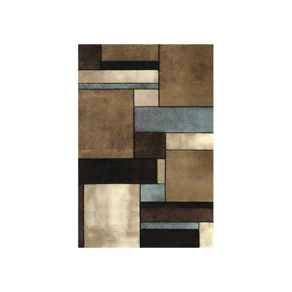 Modern geometrisk matta rektangulär design tät sammet 13 mm samtalsrum samtida (Dimension: 80x150 cm - Färg: Beige)