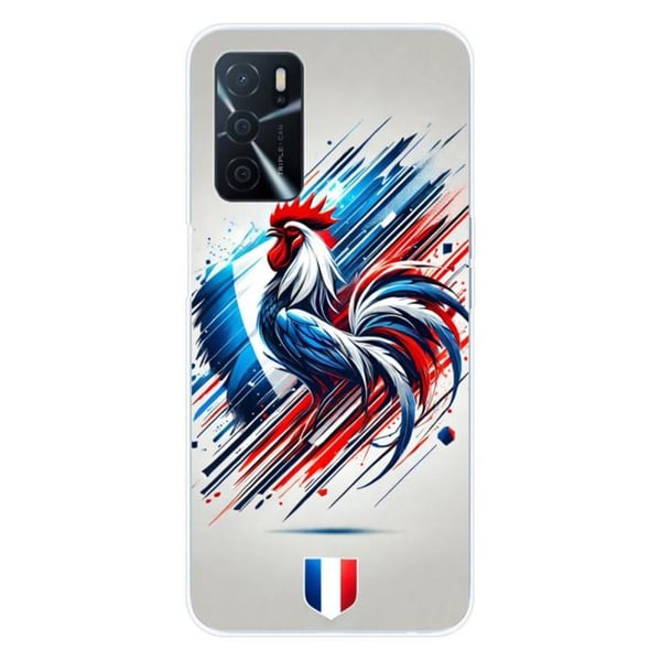 1001Coques - Silikonfodral kompatibelt med Oppo A16 - Fransk tuppmönster - Originaldesign tryckt i Frankrike