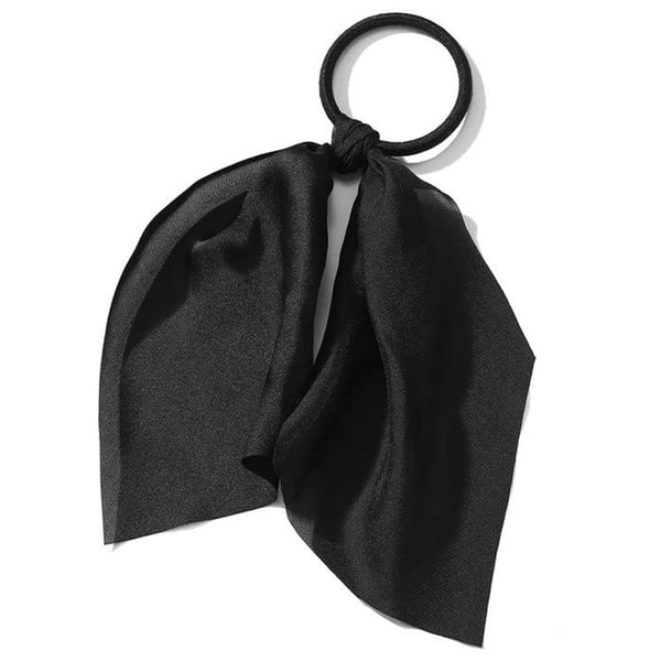 Elastisk Hårband - AVIZAR - Enfärgad Satäng Svart - Bekväm - Elegant - Lätt att knyta