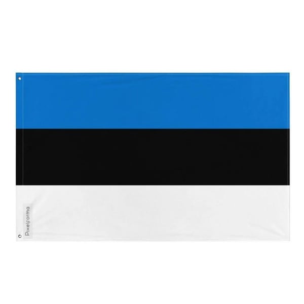 Estlands flagga – 96 x 144 cm – Hållbar polyester – 2 metalöljetter – Inomhus / Utomhus – Pixelforma