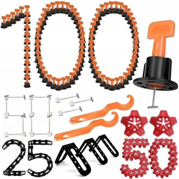 Kakelutjämningskit - Utan märke - 100 clips 50 plugs 50 kors 25 hörn - Lätt att lägga