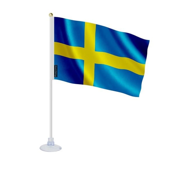 Mini Sverigeflagga – Sugkopp – 14 x 21 cm – För Slät Yta – Polyester – 1 styck – Pixelforma