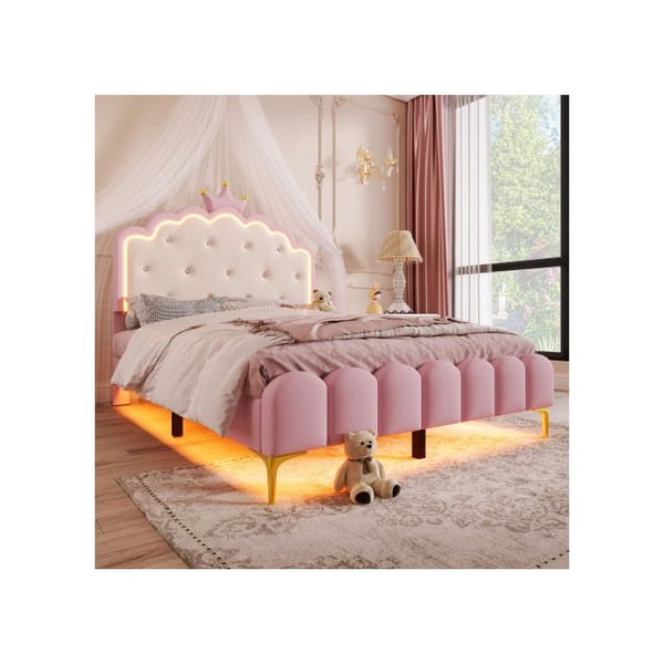 Lit - MUVOE - 140 x 200 cm - Polstret - LED-belysning - Rosa