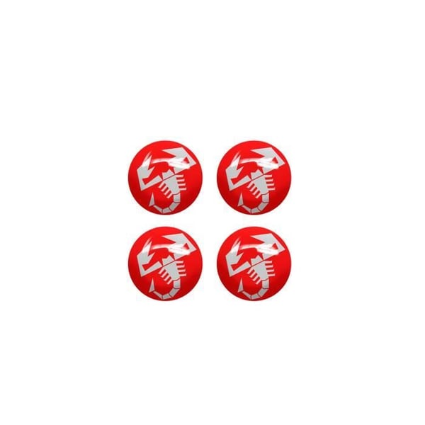 3D-dekal - Abarth - Skorpion - Röd - Diameter 9 mm - 4 stycken