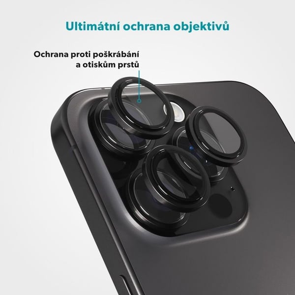 Skyddsglas i aluminium Epico för iPhone 16 Pro/16 Pro Max - svart