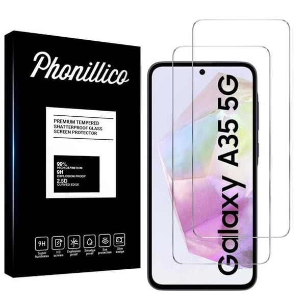 Skydd film - Phonillico® - Samsung Galaxy A35 5G - 2-pack - Härdat glas - Rep-resistant