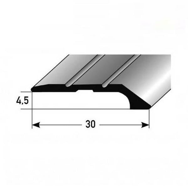 PROVISTON Anodiserad aluminium Silver l 30 mm H 4.5 mm Självhäftande stoppprofil L 2700 mm