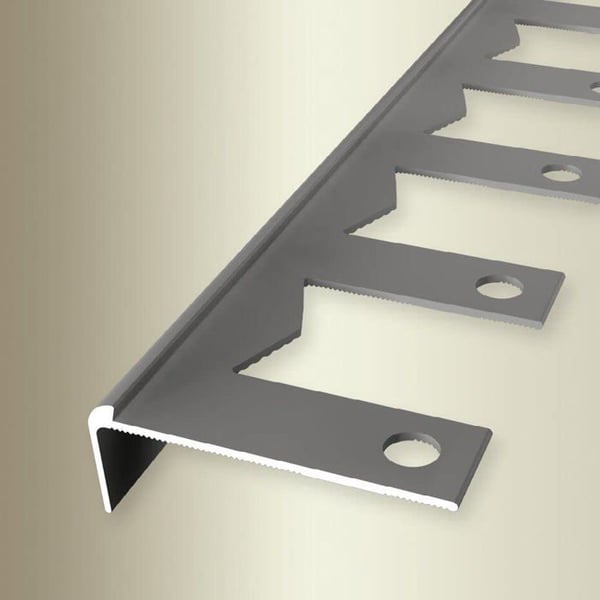 PROVISTON Profil för trappnos 48 x 3 x 2500 mm Anodiserad aluminium Fällbar Öppen skuren