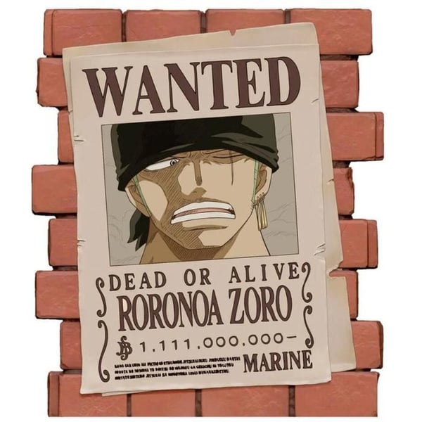 Spargris | One Piece | Wanted Affisch Zoro