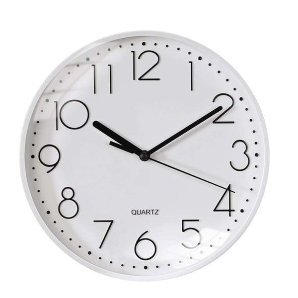 Modern Tyst Väggklocka 26cm för Kontor eller Vardagsrum Vit