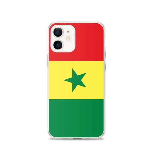 Mobilskal – Senegal flagga – Kompatibel med iPhone 12 – Mjuk fodral – Slitstark och stötresistent – Silikon – Pixelforma
