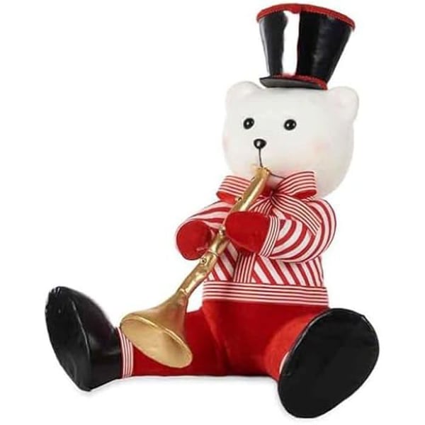Krist+ Dekorativ figur Trumpetbjörn Vit Svart Röd Polystyren 45 x 45 x 36 cm