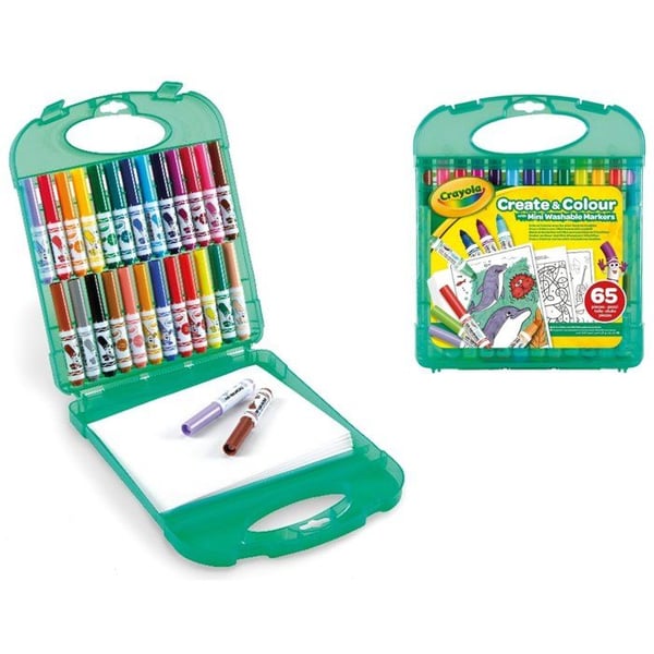 Mini markörset med tvättbara markörer - CRAYOLA - Create & Color-set - 65 delar - Från 3 år