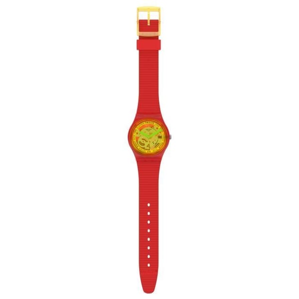 Swatch RETRO-ROSSO 34mm Originals Gent Watch - Quartz Movement - Yellow Resin Armband