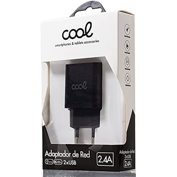 Universal nätverksladdare ingång 2 x USB Cool 2,4 A Svart