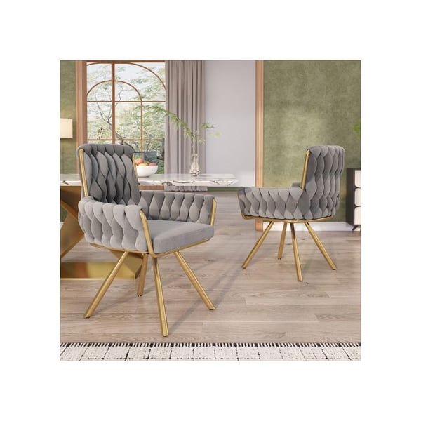 Spisestole - MUVOE - Sæt af 6 - Grå velour - Moderne design - 360° rotation