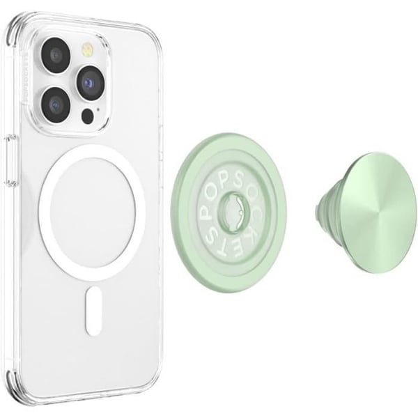 PopSockets PopGrip Round för MagSafe - Adapterring för MagSafe ingår - Aluminium Honeydew