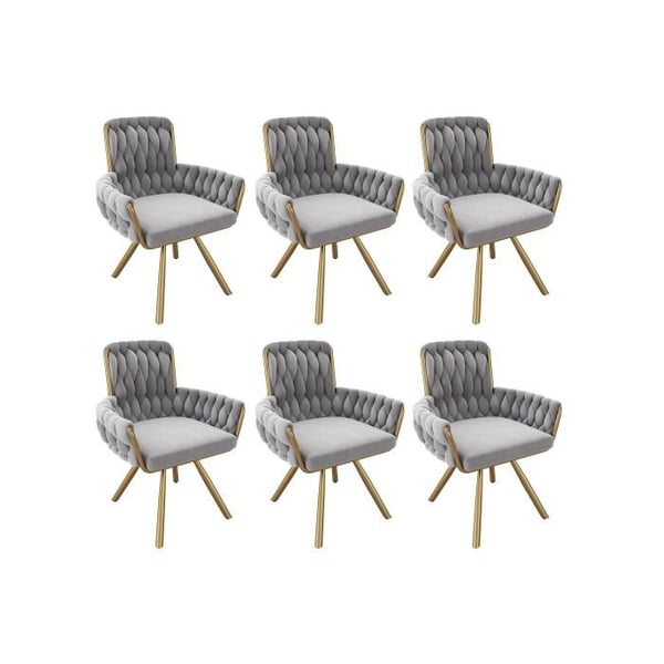 Spisestole - MUVOE - Sæt af 6 - Grå velour - Moderne design - 360° rotation