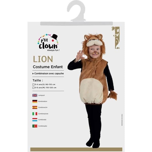 Barn Lion Kostym - PtitClown - Brun - 5 år - Inomhus - Unisex