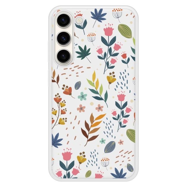 Siliconeförstärkt tryckt fodral kompatibelt med Samsung Galaxy S23 Plus Färgade blommor