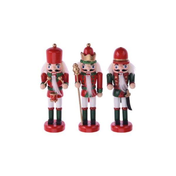Set med 3 EDM Nötknäppare-figurer - Julstämning - Trä - 72070